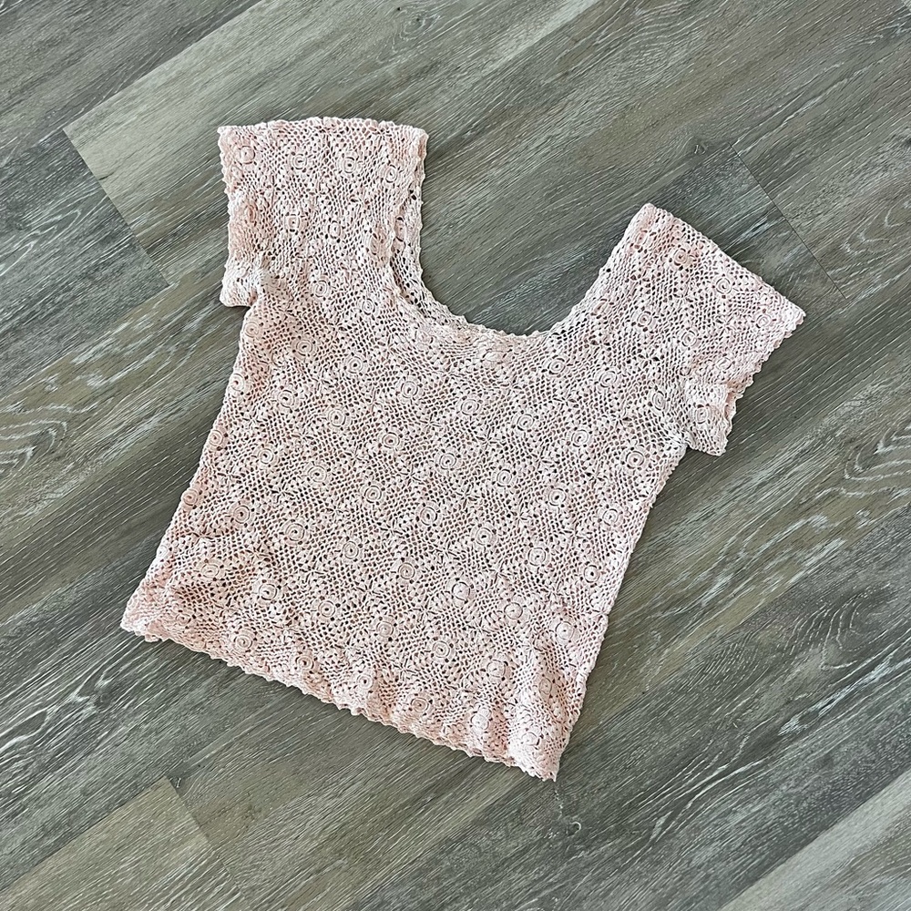 Vintage pink crochet blouse